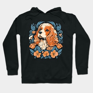 King Charles Spaniel with lilies illustration Hoodie